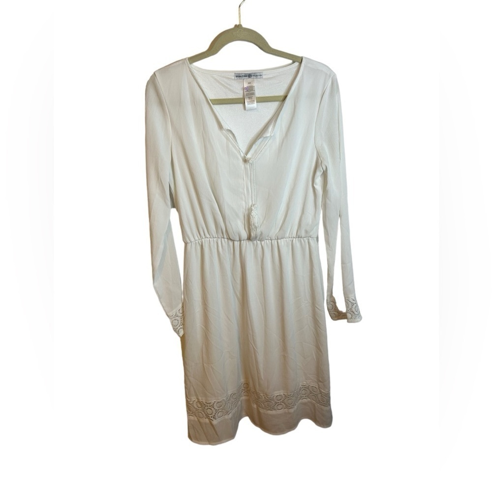 SIGNATURE COLLECTION WOMENS WHITE EYELET DRESS